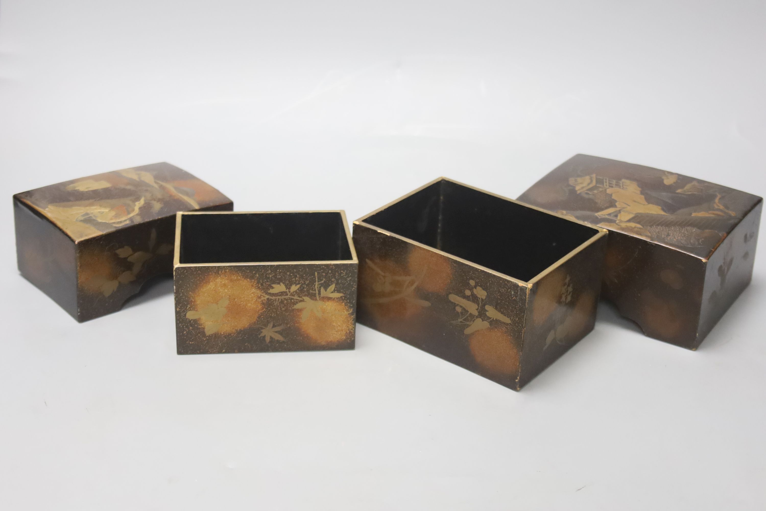 Two Japanese lacquer boxes, 19th century, largest 13.5cm